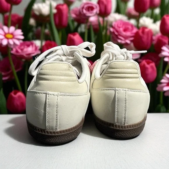 Adidas Women's White and Pink Sneakers - Picture 3 of 5